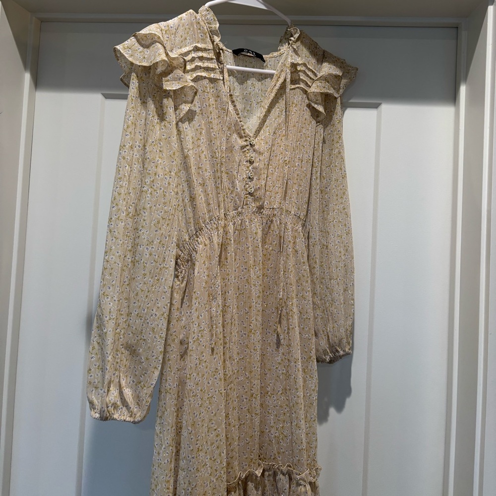 Floral Cream Midi Dress